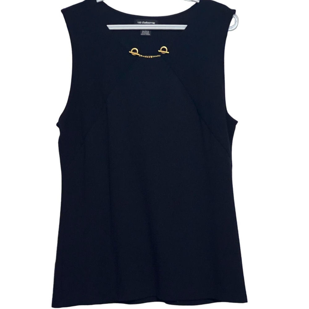 Liz Claiborne Career‎ Women's Black Tank Top Gold Chain Design Size L